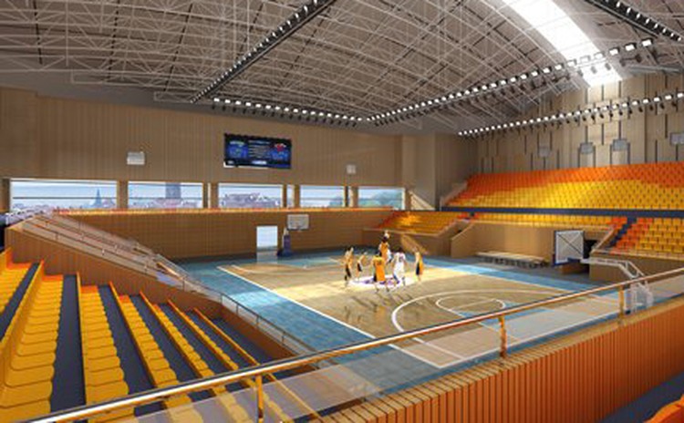 四川南充體育館天棚吸音吊塊工程-1